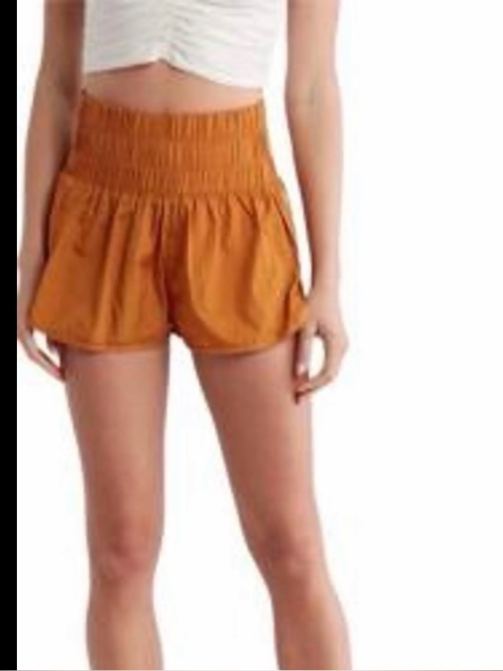 Free people movement  High-Waist Orange Smocked Athletic Shorts